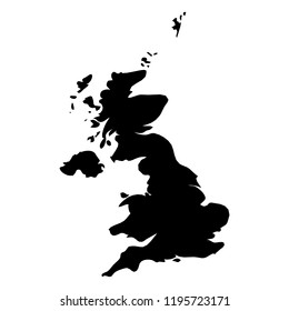 United Kingdom of Great Britain and Northern Ireland, UK - solid black silhouette map of country area. Simple flat vector illustration.