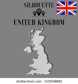United Kingdom of Great Britain and Northern Ireland, UK, England outline world map silhouette vector illustration, design background, national country flag, objects, element, symbols countries set.
