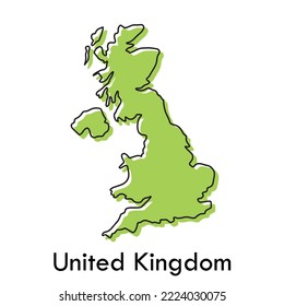 United Kingdom of Great Britain and Northern Ireland - simple hand drawn stylized concept with sketch black line outline contour map. country border silhouette drawing vector illustration. svg