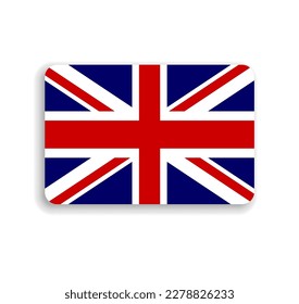 United Kingdom of Great Britain and Northern Ireland flag - flat vector rectangle with rounded corners and dropped shadow.