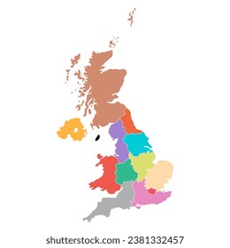 The United Kingdom of Great Britain and Northern Ireland map, detailed web vector illustration .