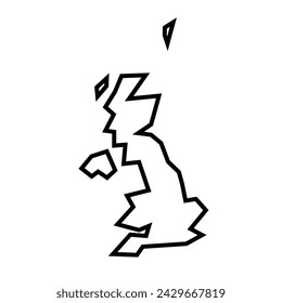 United Kingdom of Great Britain and Northern Ireland country thick black outline silhouette. Simplified map. Vector icon isolated on white background.