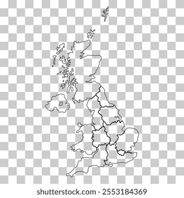 The United Kingdom of Great Britain and Northern Ireland map, detailed web vector illustration .