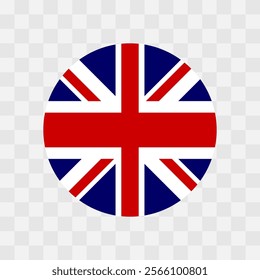 United Kingdom of Great Britain and Northern Ireland flag - circle vector flag isolated on checkerboard transparent background