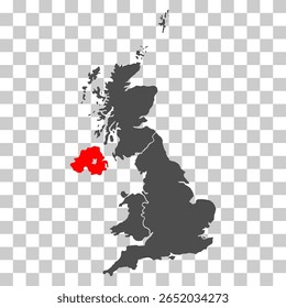 Mapa do Reino Unido da Grã-Bretanha e Irlanda do Norte, ilustração detalhada do vetor web .