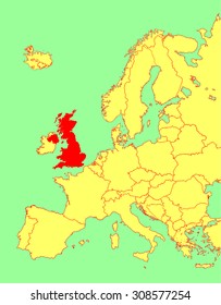 United Kingdom of Great Britain and Northern Ireland high detailed vector map, Europe, vector map silhouette illustration isolated on Europe map. Editable blank vector map of Europe.
