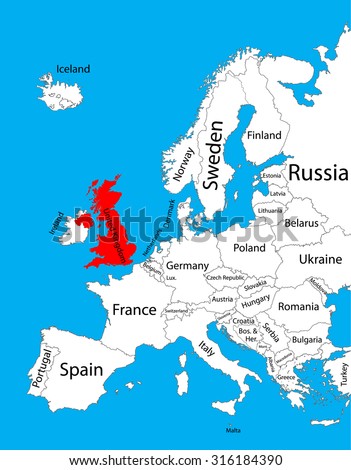 England And Northwestern Europe Map - UK, United Kingdom Of Great ...