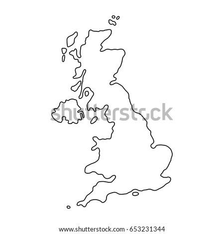 The United Kingdom of Great Britain and Northern Ireland map of black contour curves of vector illustration