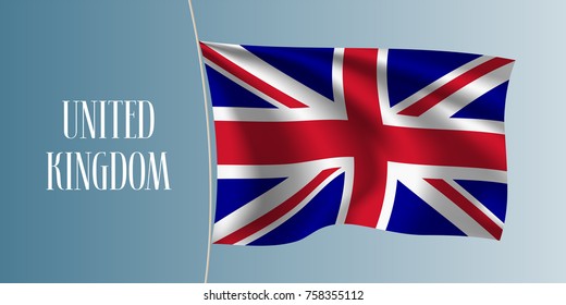 United Kingdom of Great Britain waving flag vector illustration. Red white blue elements as a national UK symbol