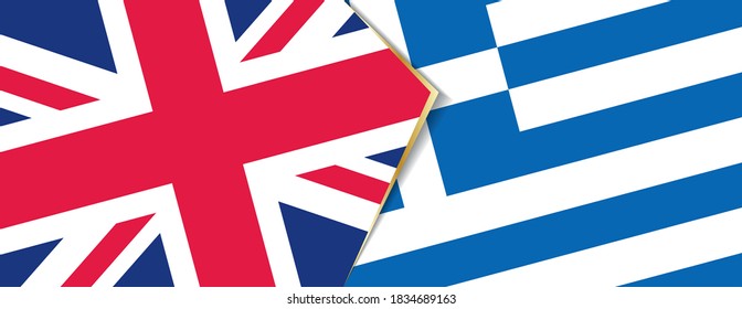United Kingdom and Greece flags, two vector flags symbol of relationship or confrontation.