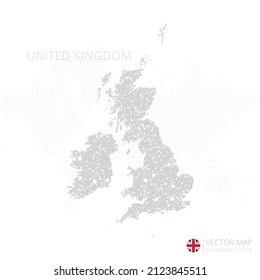 United Kingdom grey map isolated on white background with abstract mesh line and point scales. Vector illustration eps 10