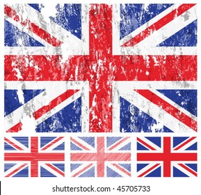 United kingdom grunge flag set on a white background. Vector illustration.