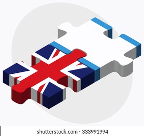 United Kingdom and Guatemala Flags in puzzle isolated on white background