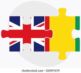 United Kingdom and Guinea Flags in puzzle isolated on white background