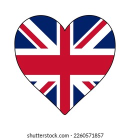United Kingdom Heart Shape Flag. Love United Kingdom. Visit United Kingdom. Northern Europe. Europe. European Union. Vector Illustration Graphic Design.