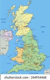 United Kingdom - Highly detailed editable political map with separated layers.