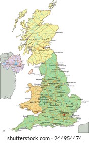 United Kingdom - Highly detailed editable political map with separated layers.