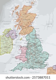 United Kingdom - Highly detailed editable political map with separated layers.