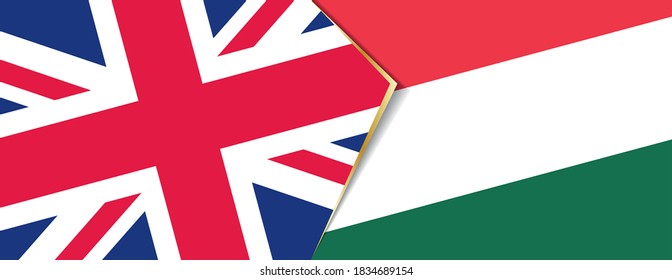 United Kingdom and Hungary flags, two vector flags symbol of relationship or confrontation.