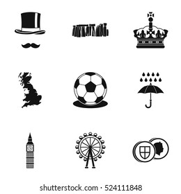 United Kingdom icons set  Simple illustration 9 United Kingdom vector icons for web