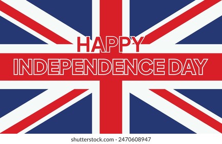 United Kingdom Independence Day Sparkling Patriotic Poster. British Flag. Greeting Card with National Flags, Confetti and Stars.