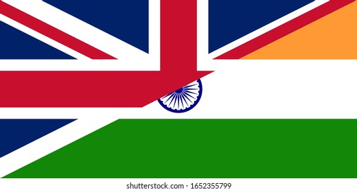 united kingdom and india flags. vector background