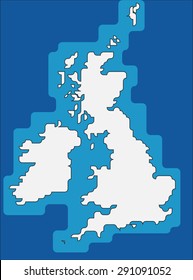United Kingdom and Ireland outline map. Flat design. Vector illustration.