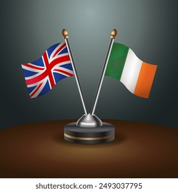 United Kingdom and Ireland table flags mark the relationship on a gradient background