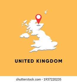 United Kingdom Isometric map with location icon vector illustration design