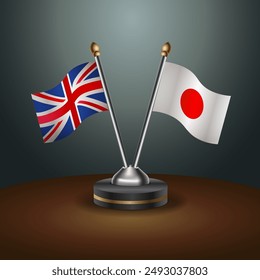 United Kingdom and Japan table flags mark the relationship on a gradient background