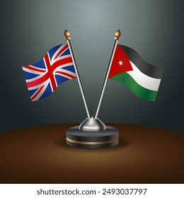 United Kingdom and Jordan table flags mark the relationship on a gradient background