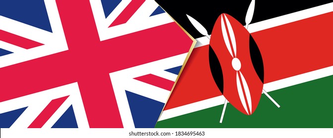 United Kingdom and Kenya flags, two vector flags symbol of relationship or confrontation.