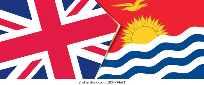 United Kingdom and Kiribati flags, two vector flags symbol of relationship or confrontation.