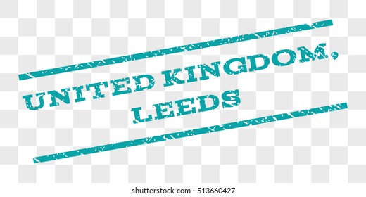 United Kingdom, Leeds watermark stamp. Text caption between parallel lines with grunge design style. Rubber seal stamp with dirty texture.