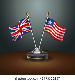 United Kingdom and Liberia table flags mark the relationship on a gradient background