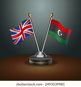 United Kingdom and Kingdom of Libya table flags mark the relationship on a gradient background