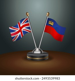 United Kingdom and Liechtenstein table flags mark the relationship on a gradient background