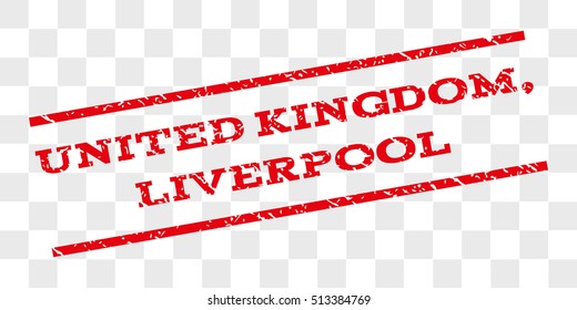 United Kingdom, Liverpool watermark stamp. Text caption between parallel lines with grunge design style. Rubber seal stamp with dirty texture.