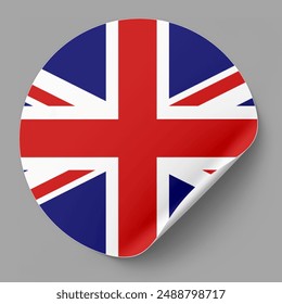 United Kingdom Or london flag sticker with grey background. Folded Britain flag Sticker. British Flag themed sticker for your project.