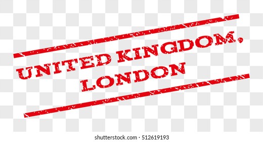 United Kingdom, London watermark stamp. Text tag between parallel lines with grunge design style. Rubber seal stamp with scratched texture.