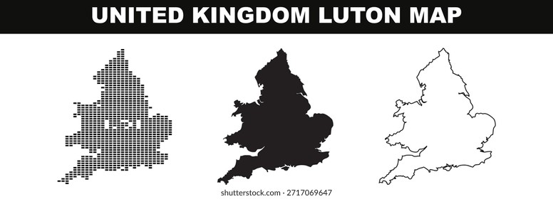 Reino Unido Mapa de Luton en diferentes estilos sobre fondo blanco