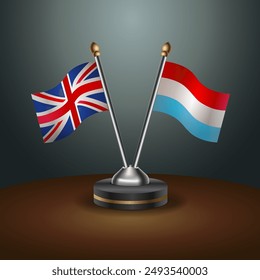 United Kingdom and Luxembourg table flags mark the relationship on a gradient background