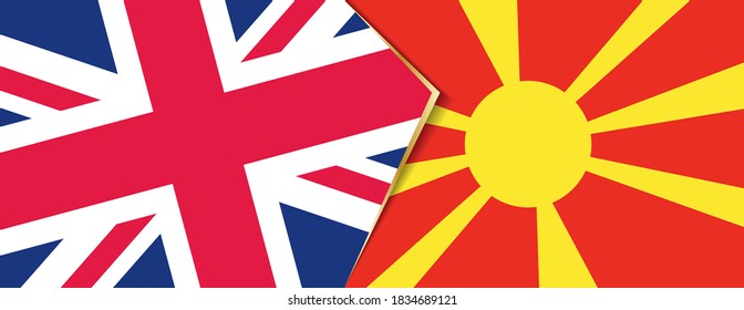 United Kingdom and Macedonia flags, two vector flags symbol of relationship or confrontation.