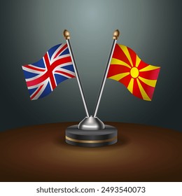 United Kingdom and Macedonia table flags mark the relationship on a gradient background