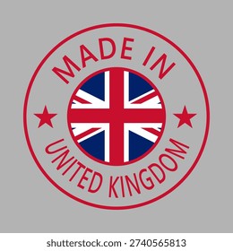 United Kingdom Made in Stamp in circle with flag Vector template on white background