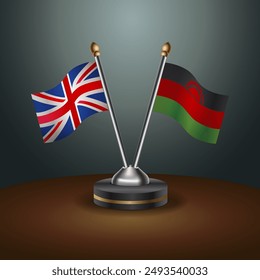 United Kingdom and Malawi table flags mark the relationship on a gradient background