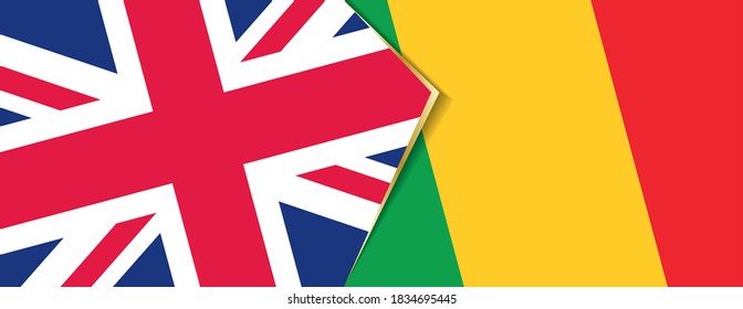United Kingdom and Mali flags, two vector flags symbol of relationship or confrontation.