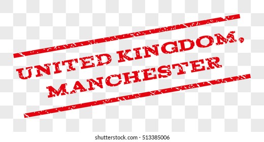 United Kingdom, Manchester watermark stamp. Text tag between parallel lines with grunge design style. Rubber seal stamp with dust texture.