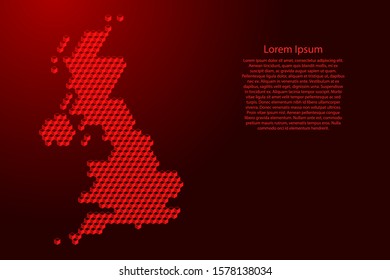 United Kingdom map from 3D red cubes isometric abstract concept, square pattern, angular geometric shape, for banner, poster. Vector illustration.