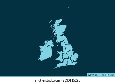United Kingdom map ,Abstract mash line and point scales on dark background for your web site design map logo, app, ui ,Travel. Vector illustration eps 10.